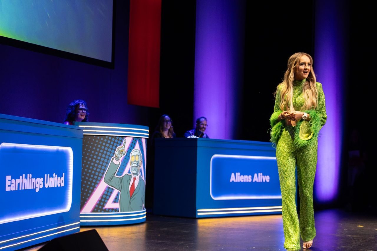 Georgina hosting live on stage
