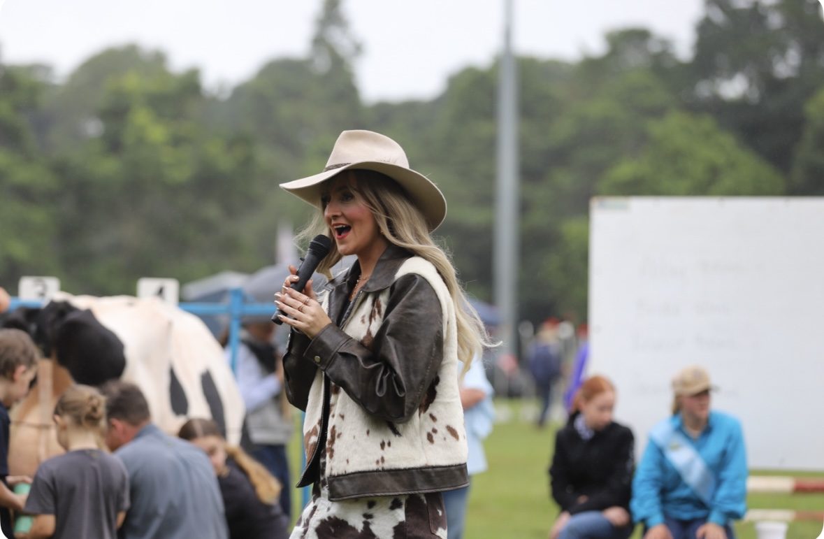 Georgina at the Celebrity Milking Competition